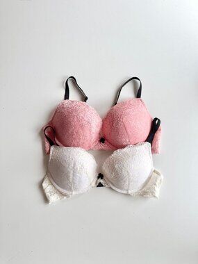 Lot of 2 VICTORIA'S SECRET Dream Angels Lace Push Up Bras, Size 38B/38C